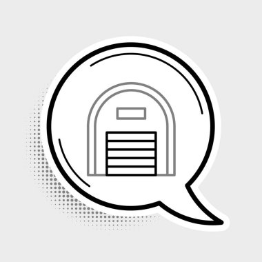 Gri arkaplanda çizgi depo simgesi izole edildi. Renkli taslak konsepti. Vektör.