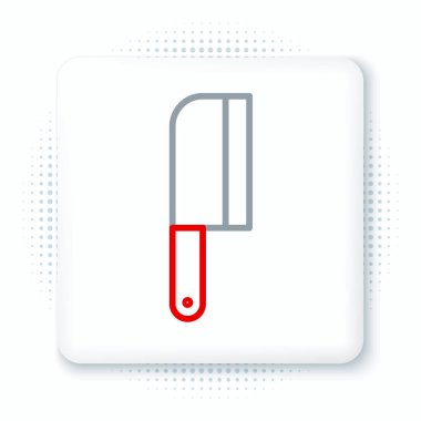 Line Meat helikopter simgesi beyaz arkaplanda izole edildi. Et için mutfak bıçağı. Kasap bıçağı. Renkli taslak konsepti. Vektör.