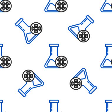 Çizgi antifriz test tüpü simgesi beyaz arkaplanda izole edilmiş kusursuz desen. Otomobil servisi. Araba tamiri. Renkli taslak konsepti. Vektör.