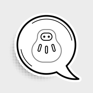 Maneki neko çizgisi kedi simgesi gri arkaplanda izole edildi. Japon şans tılsımı. Renkli taslak konsepti. Vektör.