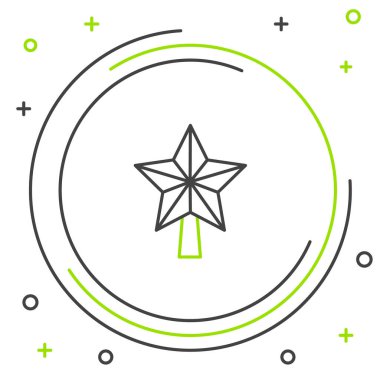 Beyaz arka planda izole edilmiş çizgi Noel yıldızı simgesi. Mutlu Noeller ve mutlu yıllar. Renkli taslak konsepti. Vektör.