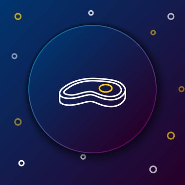 Hat bifteği ikonu mavi arka planda izole edildi. Renkli taslak konsepti. Vektör.