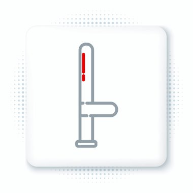 Çizgi polisi plastik cop ikonu beyaz arka planda izole edildi. Kauçuk copu. Polis yarasası. Polis ekipmanları. Renkli taslak konsepti. Vektör.