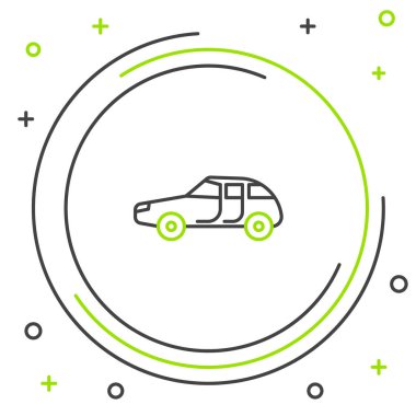 Çizgi Arabası simgesi beyaz arkaplanda izole edildi. Renkli taslak konsepti. Vektör.