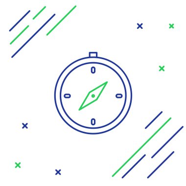 Pusula simgesi beyaz arkaplanda izole edildi. Rüzgâr yön bulma sembolü. Rüzgar gül işareti. Renkli taslak konsepti. Vektör.