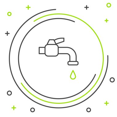 Line Water musluk simgesi beyaz arkaplanda izole edildi. Renkli taslak konsepti. Vektör.
