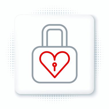 Hat Kilidi ve kalp simgesi beyaz arkaplanda izole edildi. Kilitli Kalp. Aşk sembolü ve anahtar deliği işareti. Sevgililer Günü sembolü. Renkli taslak konsepti. Vektör.