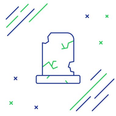 Beyaz arka planda izole edilmiş mezar taşı simgesi olan eski bir mezar. Renkli taslak konsepti. Vektör.