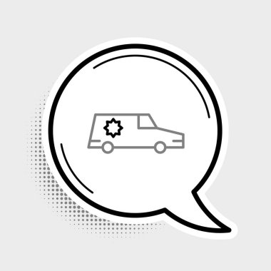 Cenaze arabası simgesi gri arkaplanda izole edildi. Renkli taslak konsepti. Vektör.