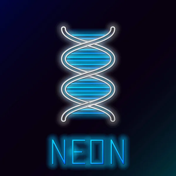 Illumina Icona Del Simbolo Del Dna Della Linea Neon Isolato — Vettoriale Stock