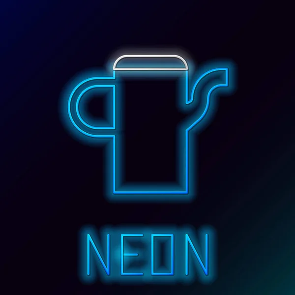 Glödande Neon Line Bevattning Kan Ikonen Isolerad Svart Bakgrund Bevattningssymbol — Stock vektor