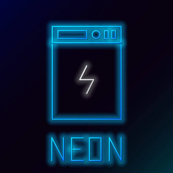 Zářící Neonová Čára Ikona Power Bank Izolovaná Černém Pozadí Přenosné — Stockový vektor