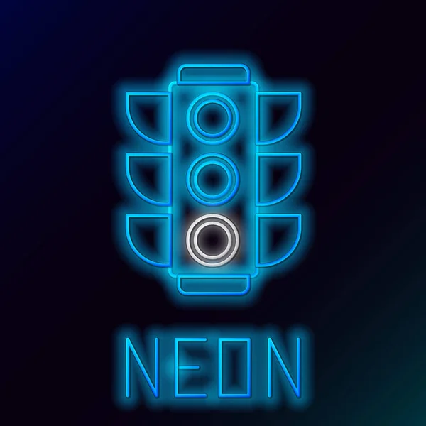 Glödande Neon Line Trafikljus Ikon Isolerad Svart Bakgrund Färgstarkt Skisskoncept — Stock vektor
