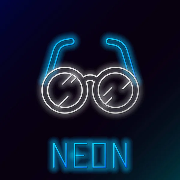 Glödande Neon Line Laboratory Glasögon Ikon Isolerad Svart Bakgrund Färgstarkt — Stock vektor