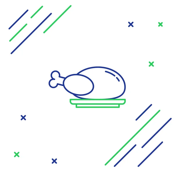 Línea Pavo Asado Pollo Icono Aislado Sobre Fondo Blanco Concepto — Vector de stock