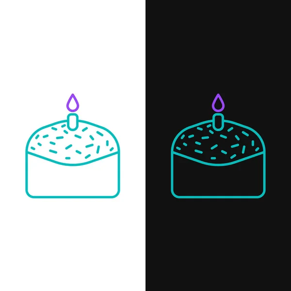 Línea Pastel Pascua Vela Icono Aislado Sobre Fondo Blanco Negro — Vector de stock