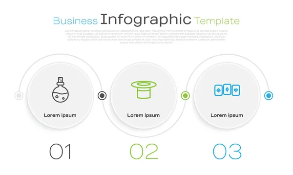 设置线壶与爱情药水 魔术师的帽子和扑克牌 业务信息模板 — 图库矢量图片