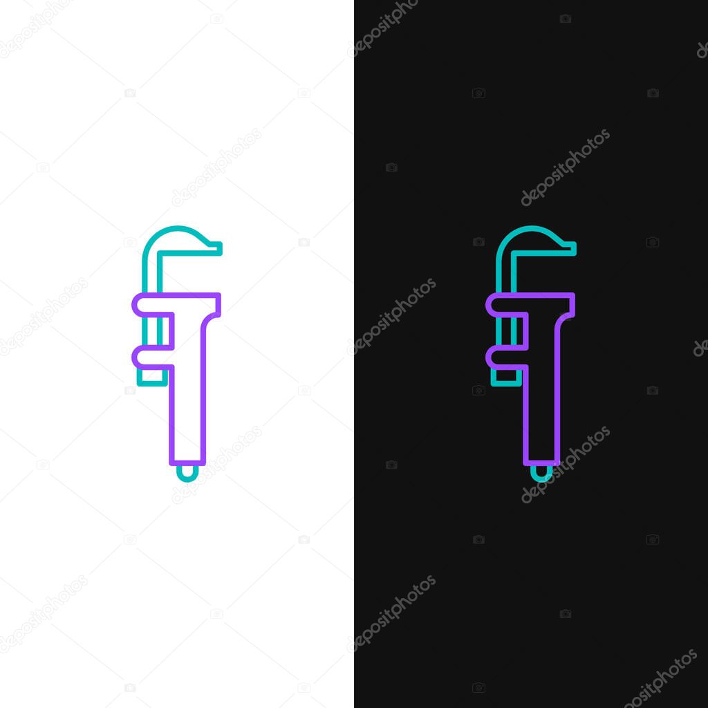 Line Calliper or caliper and scale icon isolated on white and black background. Precision measuring tools. Colorful outline concept. Vector.