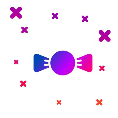 Beyaz arkaplanda izole edilmiş renkli papyon simgesi. Kademeli rastgele dinamik şekiller. Vektör.