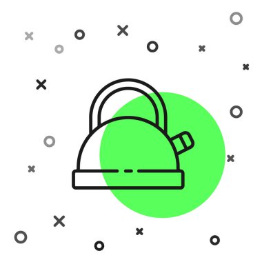 Siyah çizgi Kettle beyaz arkaplanda ikon olarak izole edilmiş. Çaydanlık ikonu. Vektör.