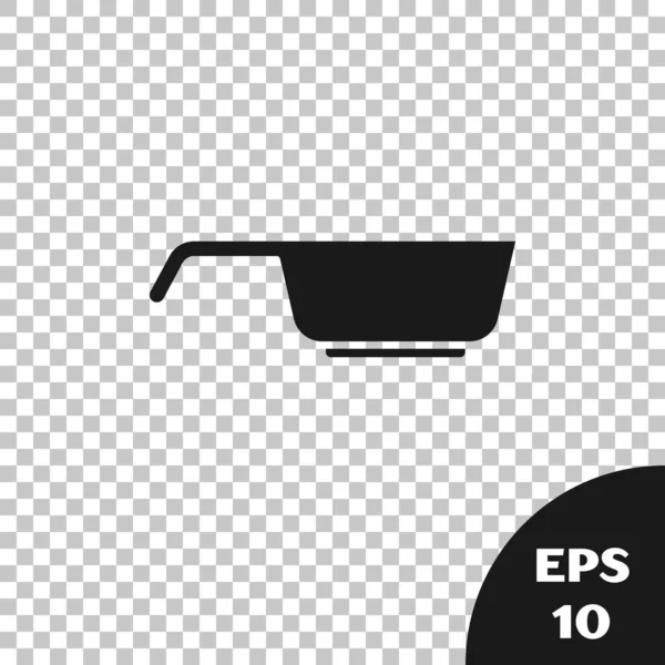 黑色平底锅图标隔离在透明的背景上 油炸或烘烤食品的象征 — 图库矢量图片