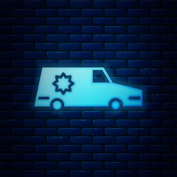 Glowing Neon Hearse Car Icon 배경에 Vector — 스톡 벡터