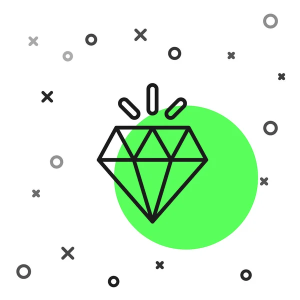 Ícone Diamante Linha Preta Isolado Fundo Branco Símbolo Jóias Pedra — Vetor de Stock