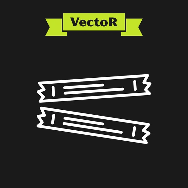 Weiße Linie Zuckerstange Pakete Symbol Isoliert Auf Schwarzem Hintergrund Leere — Stockvektor