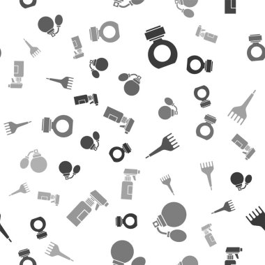 Tıraş losyonu, parfüm şişesi, saç fırçası ve saç spreyi şişesi. Vektör.