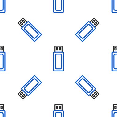 Satır USB flash disk simgesi beyaz arkaplanda izole edilmiş pürüzsüz desen. Renkli taslak konsepti. Vektör.