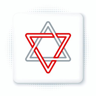 David 'in Çizgi Yıldızı simgesi beyaz arkaplanda izole edildi. Yahudi dini sembolü. İsrail 'in sembolü. Renkli taslak konsepti. Vektör.