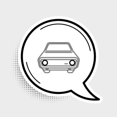 Çizgi Arabası simgesi gri arkaplanda izole edildi. Ön manzara. Renkli taslak konsepti. Vektör.