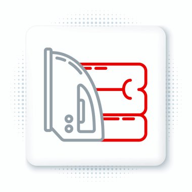 Elektrik hattı demiri ve havlu simgesi beyaz arka planda izole edildi. Buhar ütüsü. Renkli taslak konsepti. Vektör.