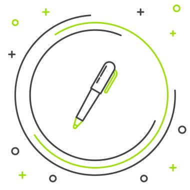 Beyaz arkaplanda satır kalem simgesi izole edildi. Renkli taslak konsepti. Vektör.