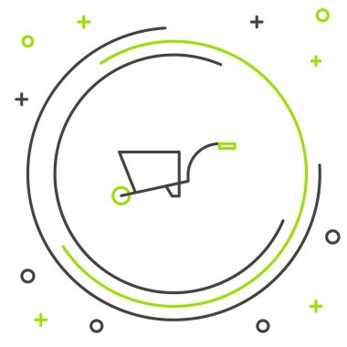 El arabası simgesi beyaz arkaplanda izole edildi. Alet edevat. Tarım arabası tekerlek çiftliği. Renkli taslak konsepti. Vektör.