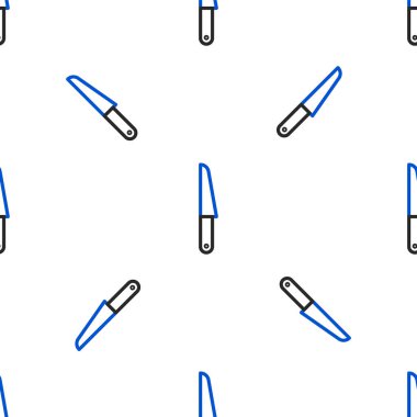 Çizgi Bıçak simgesi beyaz arkaplandaki kusursuz deseni izole etti. Çatal bıçak sembolü. Renkli taslak konsepti. Vektör.