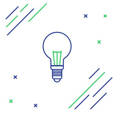 Beyaz arkaplanda izole edilmiş fikir simgesi konseptine sahip çizgi lambası. Enerji ve fikir sembolü. İlham konsepti. Renkli taslak konsepti. Vektör.