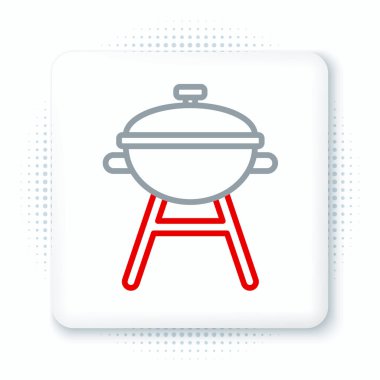 Barbekü ızgara simgesi beyaz arkaplanda izole edildi. Barbekü ızgara partisi. Renkli taslak konsepti. Vektör.