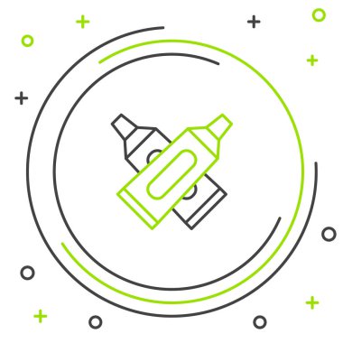 Diş macunu simgesinin çizgi çapraz tübü beyaz arkaplanda izole edildi. Renkli taslak konsepti. Vektör.