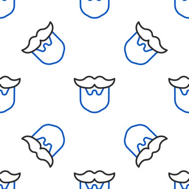 Çizgili Bıyık ve Sakal ikonu beyaz arka planda kusursuz desen izole etti. Berber dükkanı sembolü. Yüz kılı stili. Renkli taslak konsepti. Vektör.