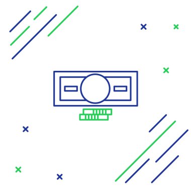 Line Stacks kağıt para para ikonu beyaz arka planda izole. Para desteleri. Para birimi. Renkli taslak konsepti. Vektör.