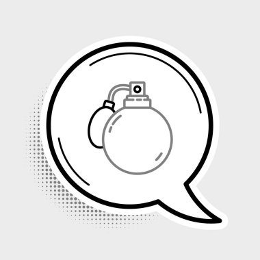 Gri arkaplanda çizgi parfüm ikonu izole edildi. 8 Mart. Uluslararası Mutlu Kadınlar Günü. Renkli taslak konsepti. Vektör.