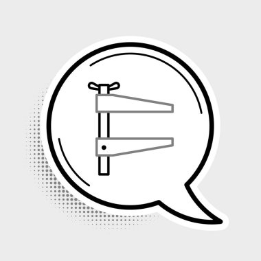 Gri arkaplanda çizgi klemp aracı simgesi izole edildi. Çilingir aleti. Renkli taslak konsepti. Vektör.