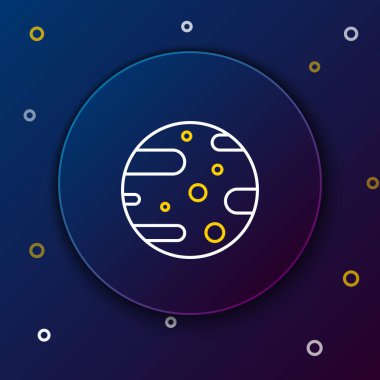 Satır uydu çanak simgesi mavi arkaplanda izole edildi. Radyo anten, astronomi ve uzay araştırması. Renkli taslak konsepti. Vektör.
