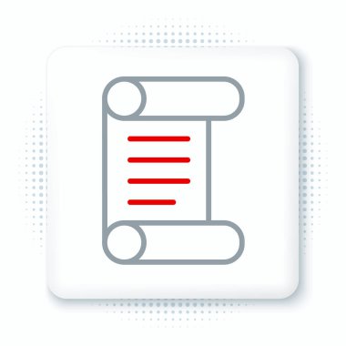 Beyaz arkaplanda izole edilmiş satır kararnamesi, kağıt, parşömen, kaydırma simgesi. Renkli taslak konsepti. Vektör.