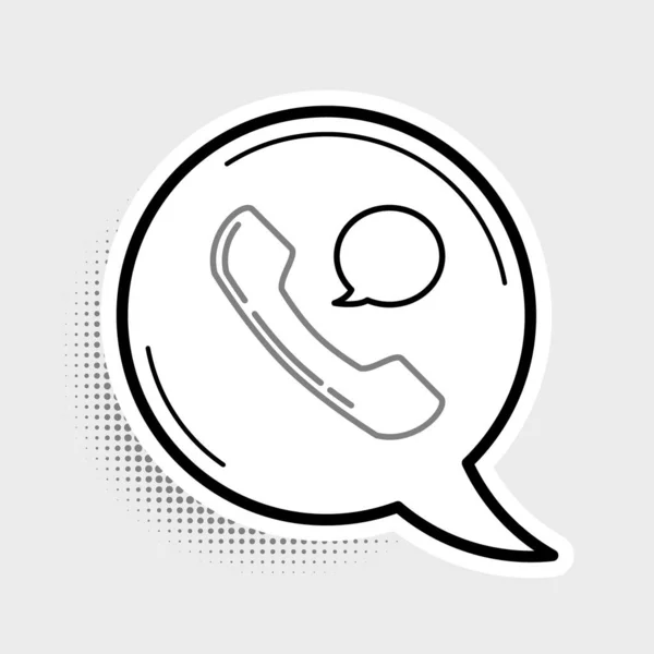 Лінійний Телефон Піктограма Балачки Мовної Бульбашки Ізольовані Сірому Фоні Телефонний — стоковий вектор