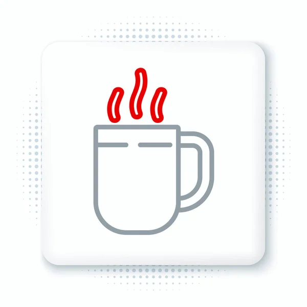 线咖啡杯图标孤立在白色背景 茶杯热饮咖啡 五彩缤纷的概念 — 图库矢量图片