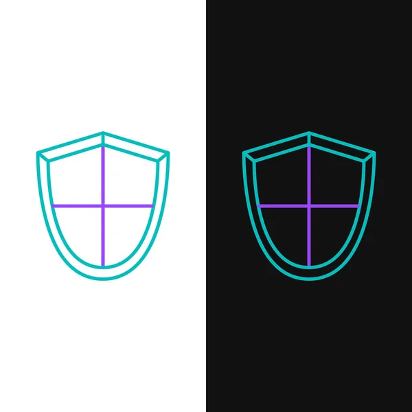 Icono Line Shield Aislado Sobre Fondo Blanco Negro Señal Guardia — Vector de stock