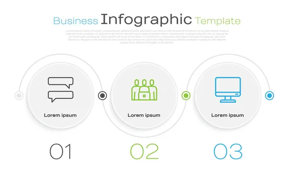 Zeile Sprechblase Chat Online Klasse Und Computer Monitor Bildschirm Geschäftsinfografische — Stockvektor