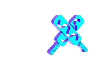 Turkuaz dondurma ikonu beyaz arka planda izole edilmiş. Güzel sembol. Minimalizm kavramı. 3d illüstrasyon 3B canlandırma